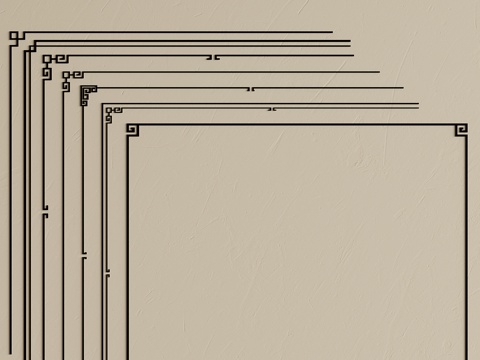 新中式线条 吊顶角花 顶角线 平线条su模型 