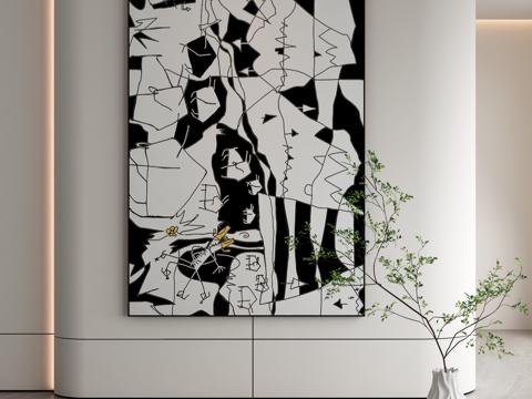  现代简约抽象挂画3d模型 