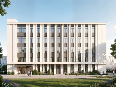  现代工业厂房 现代产业园 多层办公 厂房 产 产业园 办公楼su模型 