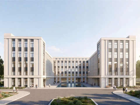  现代工业厂房 现代产业园 多层办公 厂房 产 产业园 办公楼su模型 