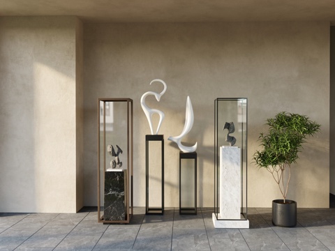 现代  新中式雕塑摆件su模型