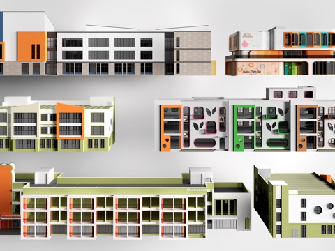 现代幼儿园建筑su模型