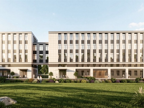  现代工业厂房 现代产业园 多层办公 厂房 产 产业园 办公楼su模型 