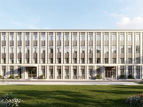  现代工业厂房 现代产业园 多层办公 厂房 产 产业园 办公楼su模型 