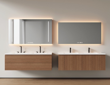  现代悬空浴室柜 洗手台 卫浴柜 双洗手池3d模型 