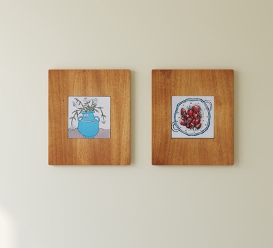 现代中古挂画组合su模型