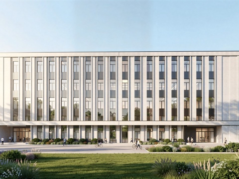  现代工业厂房 现代产业园 多层办公 厂房 产 产业园 办公楼su模型 