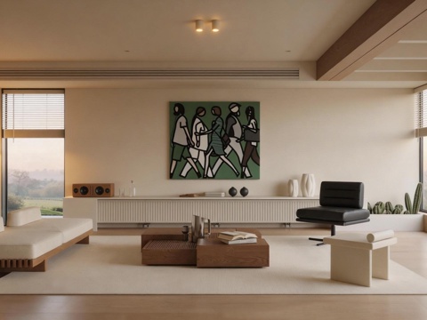  现代客厅3d模型 