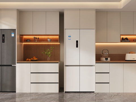 现代酒柜 冰箱酒柜 冰箱柜 开放格酒柜su模型