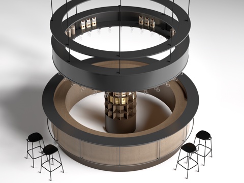 现代圆形吧台 圆形酒吧台 咖啡吧台su模型