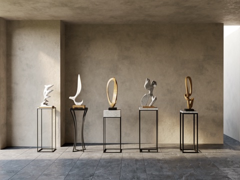 现代  新中式雕塑摆件su模型