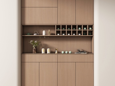  现代书柜 储物柜 背景柜 书籍摆件组合 装饰柜3d模型 