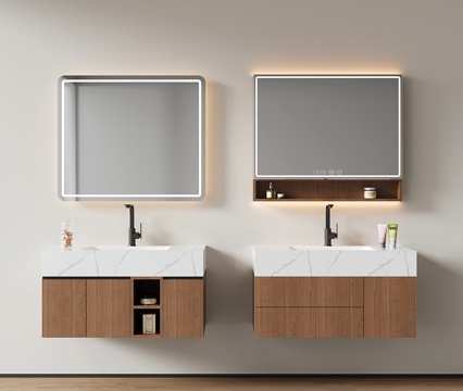  现代悬空浴室柜 洗手台 卫浴柜 洗手池su模型 