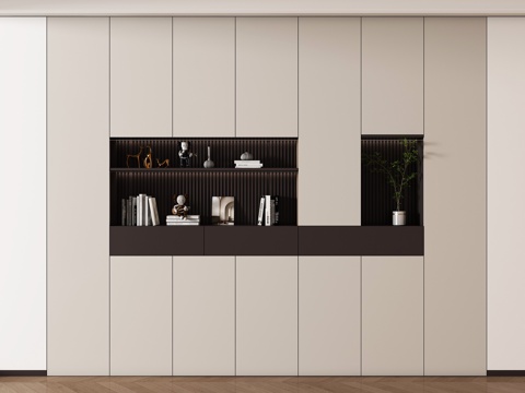  现代书柜 储物柜 背景柜 书籍摆件组合 装饰柜3d模型 