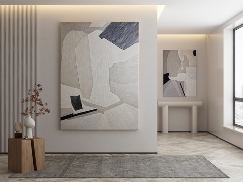  现代简约抽象挂画3d模型 