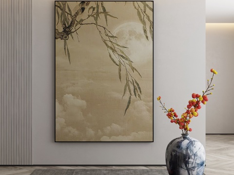  现代简约抽象挂画3d模型 