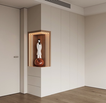  现代定制衣柜 转角开放格衣柜 平开门衣柜su模型 