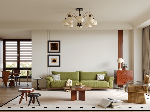 中古风客餐厅su模型