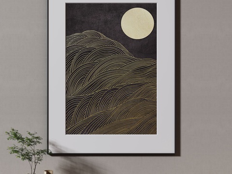  现代简约抽象挂画3d模型 