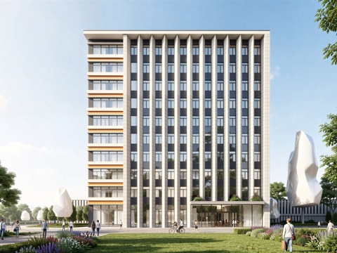  现代工业厂房 现代产业园 多层办公 厂房 产 产业园 办公楼su模型 