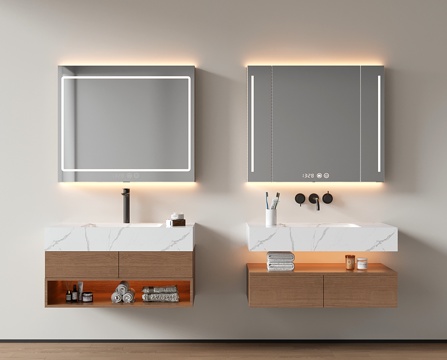  现代悬空浴室柜 洗手台 卫浴柜 洗手池3d模型 