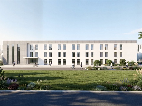  现代工业厂房 现代产业园 多层办公 厂房 产 产业园 办公楼su模型 