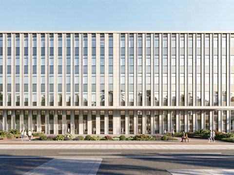  现代工业厂房 现代产业园 多层办公 厂房 产 产业园 办公楼su模型 