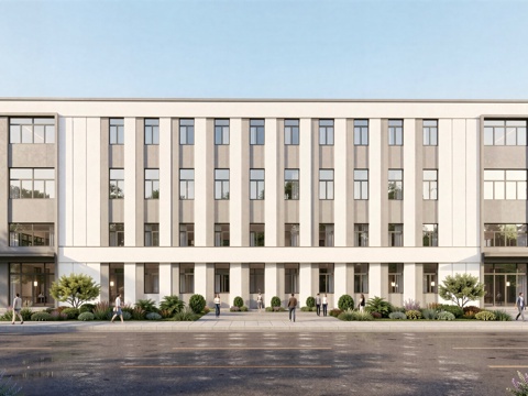  现代工业厂房 现代产业园 多层办公 厂房 产 产业园 办公楼su模型 