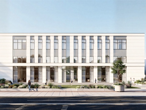  现代工业厂房 现代产业园 多层办公 厂房 产 产业园 办公楼su模型 