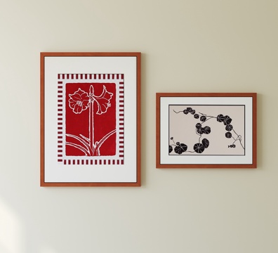 现代中古挂画 抽象挂画su模型