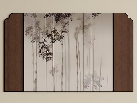 新中式床头背景墙 沙发背景墙 玄关背景墙su模型