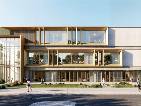  现代工业厂房 现代产业园 多层办公 厂房 产 产业园 办公楼su模型 