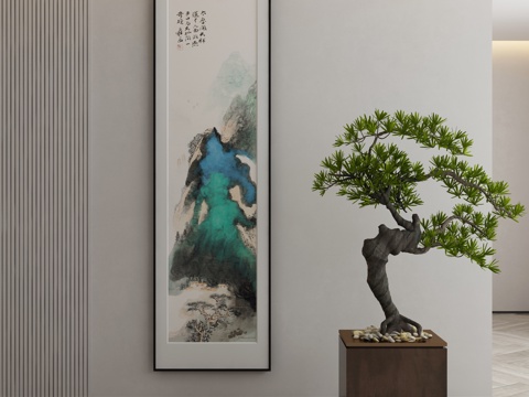  新中式简约抽象挂画3d模型3d模型 