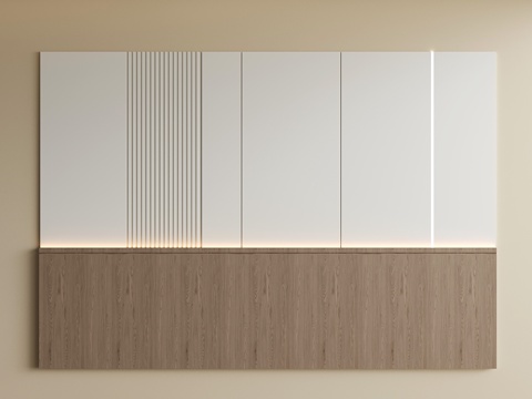 现代床头背景墙 意式卧室背景墙su模型