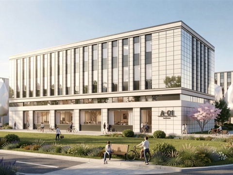  现代工业厂房 现代产业园 多层办公 厂房 产 产业园 办公楼su模型su模型 