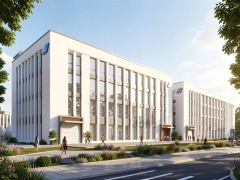  现代工业厂房 现代产业园 多层办公 厂房 产 产业园 办公楼su模型 