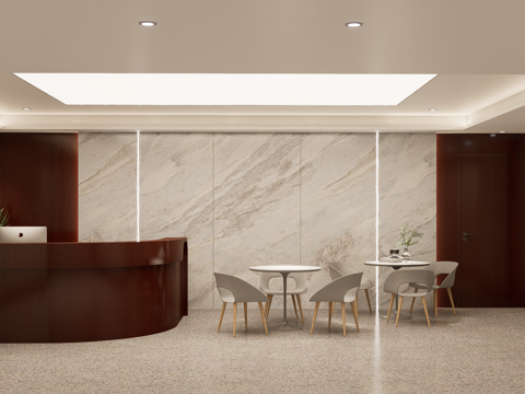 现代前台接待 办公前厅 办公大堂su模型