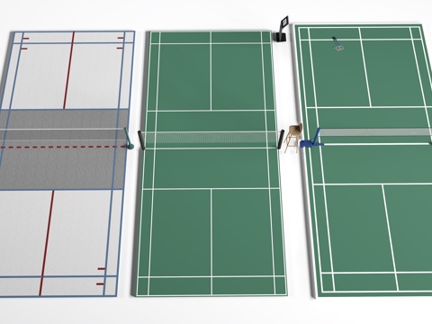  现代羽毛球场 运动场su模型 