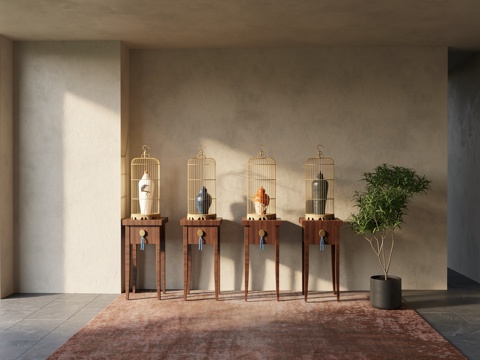 现代  新中式雕塑摆件su模型