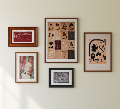  法式中古挂画组合3d模型 