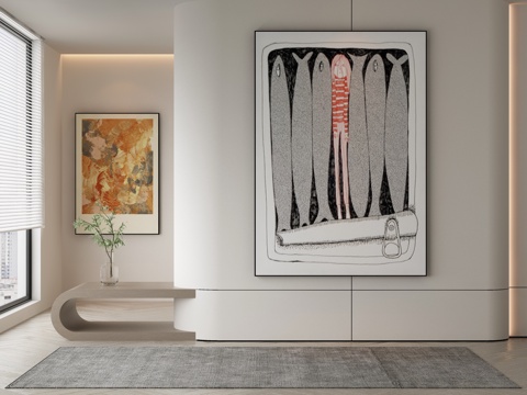  现代简约抽象挂画3d模型 