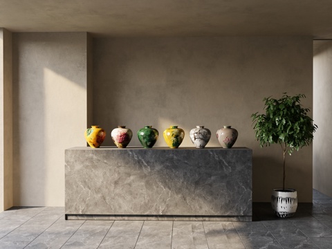 现代  新中式雕塑摆件su模型