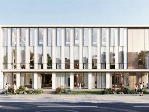  现代工业厂房 现代产业园 多层办公 厂房 产 产业园 办公楼su模型 