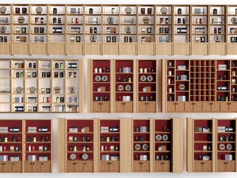 现代货架 货柜 文创展架 超市货架su模型