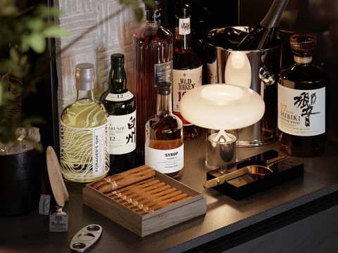  现代酒水雪茄台灯3d模型 