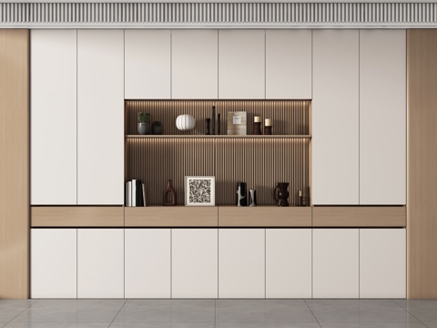  现代书柜 储物柜 背景柜 书籍摆件组合 装饰柜3d模型 