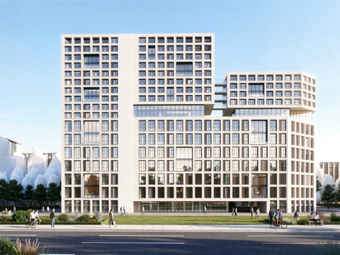  现代工业厂房 现代产业园 多层办公 厂房 产 产业园 办公楼su模型 