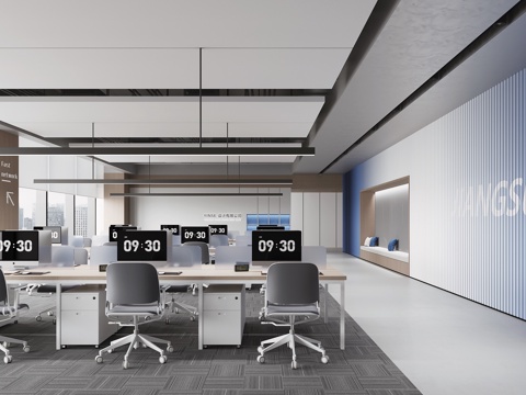  现代办公区3d模型 
