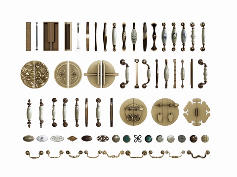  新中式拉手门把手3d模型 