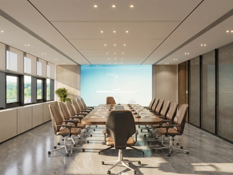 现代网红会议室su模型